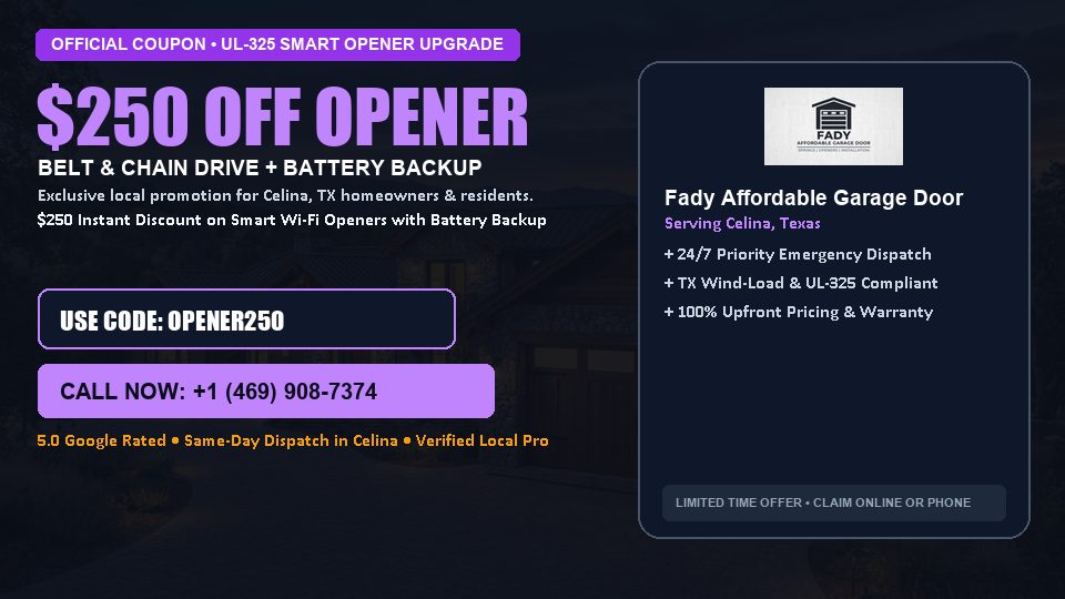 Fady Affordable Garage Door $250 OFF Premium LiftMaster Opener Installation in Celina, TX