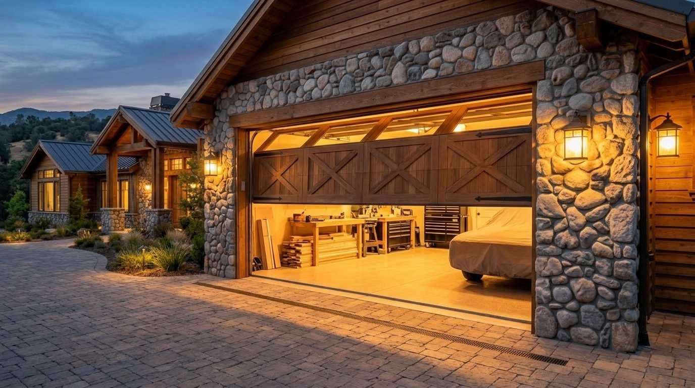 Fady Affordable Garage Door Overhead Garage Door Gliding Open in Prosper, TX